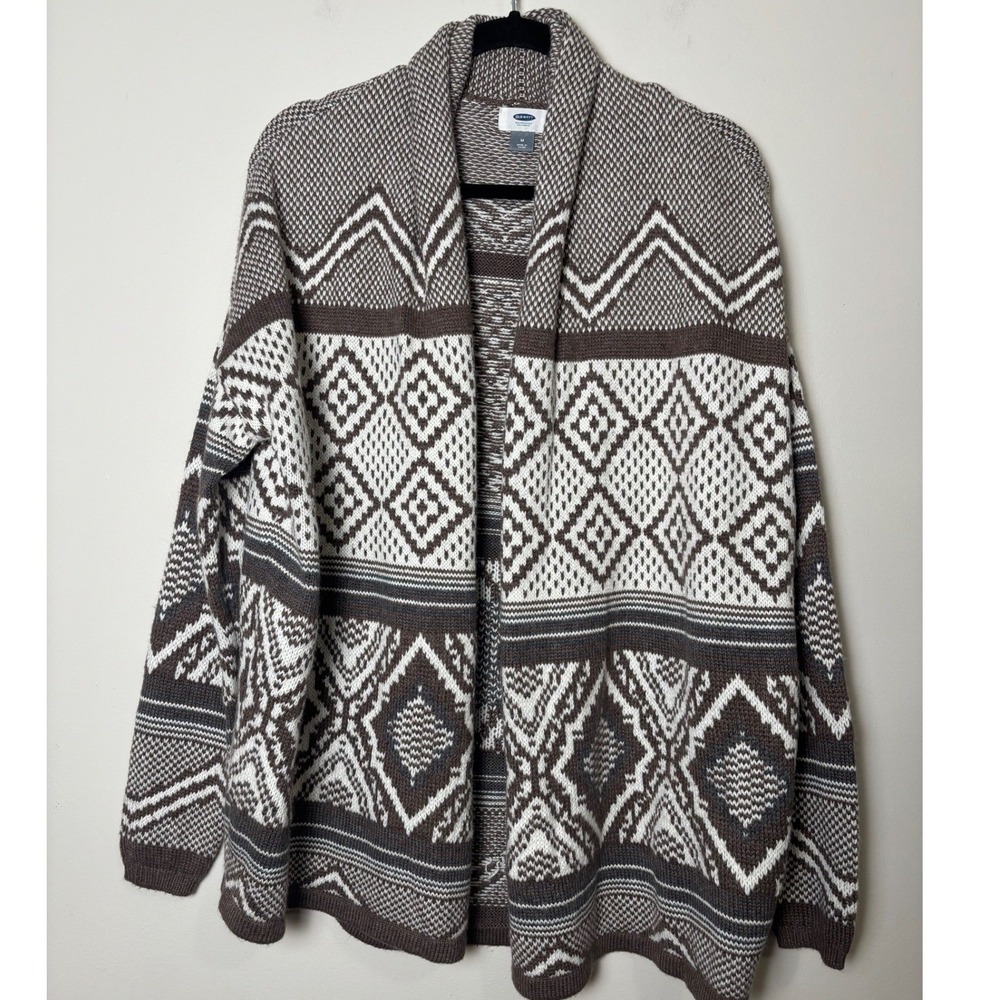 Old Navy Womens Southwest Cardigan Sweater M Oversized Open Boho Cotton Blend